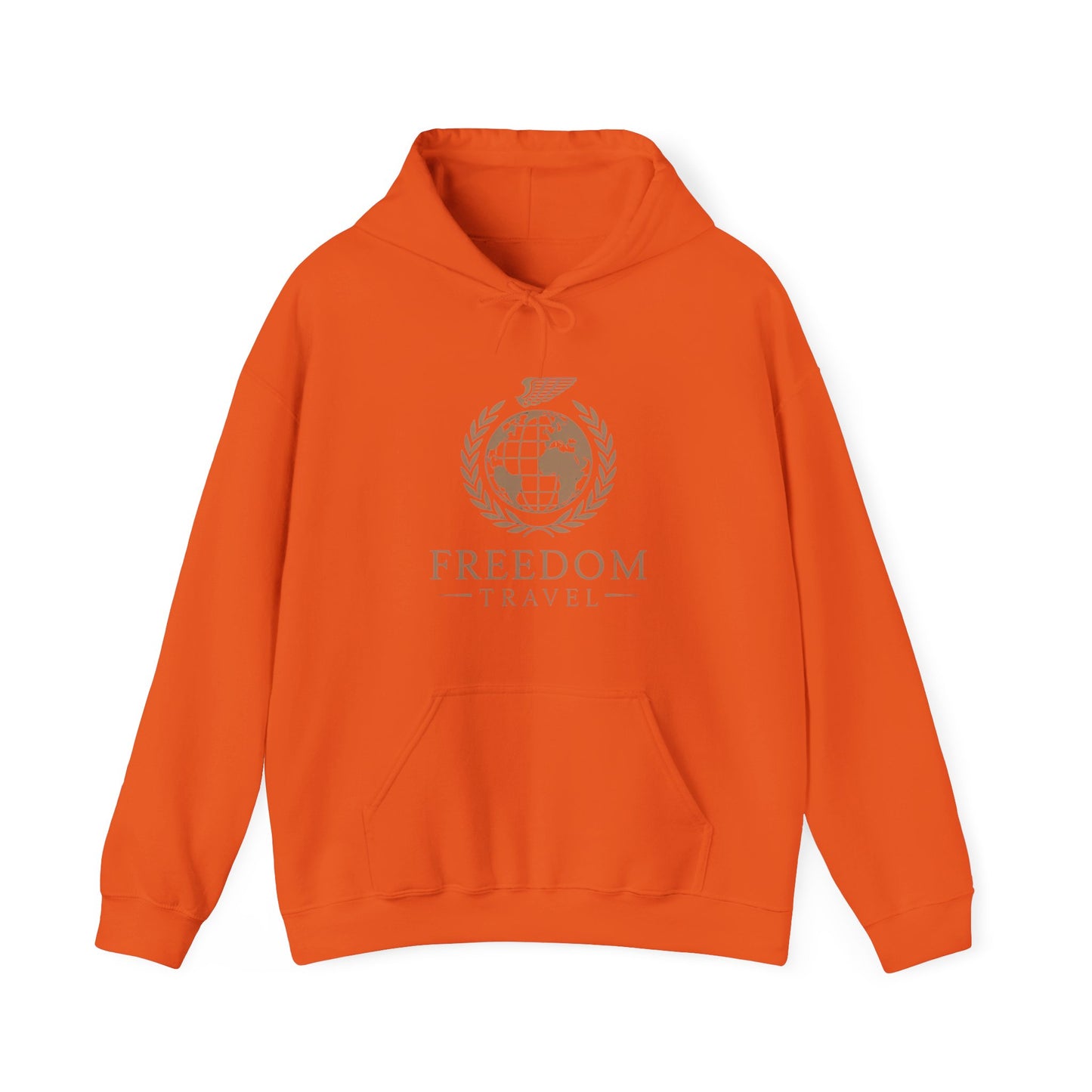 Close-up of Freedom Travel hoodie design