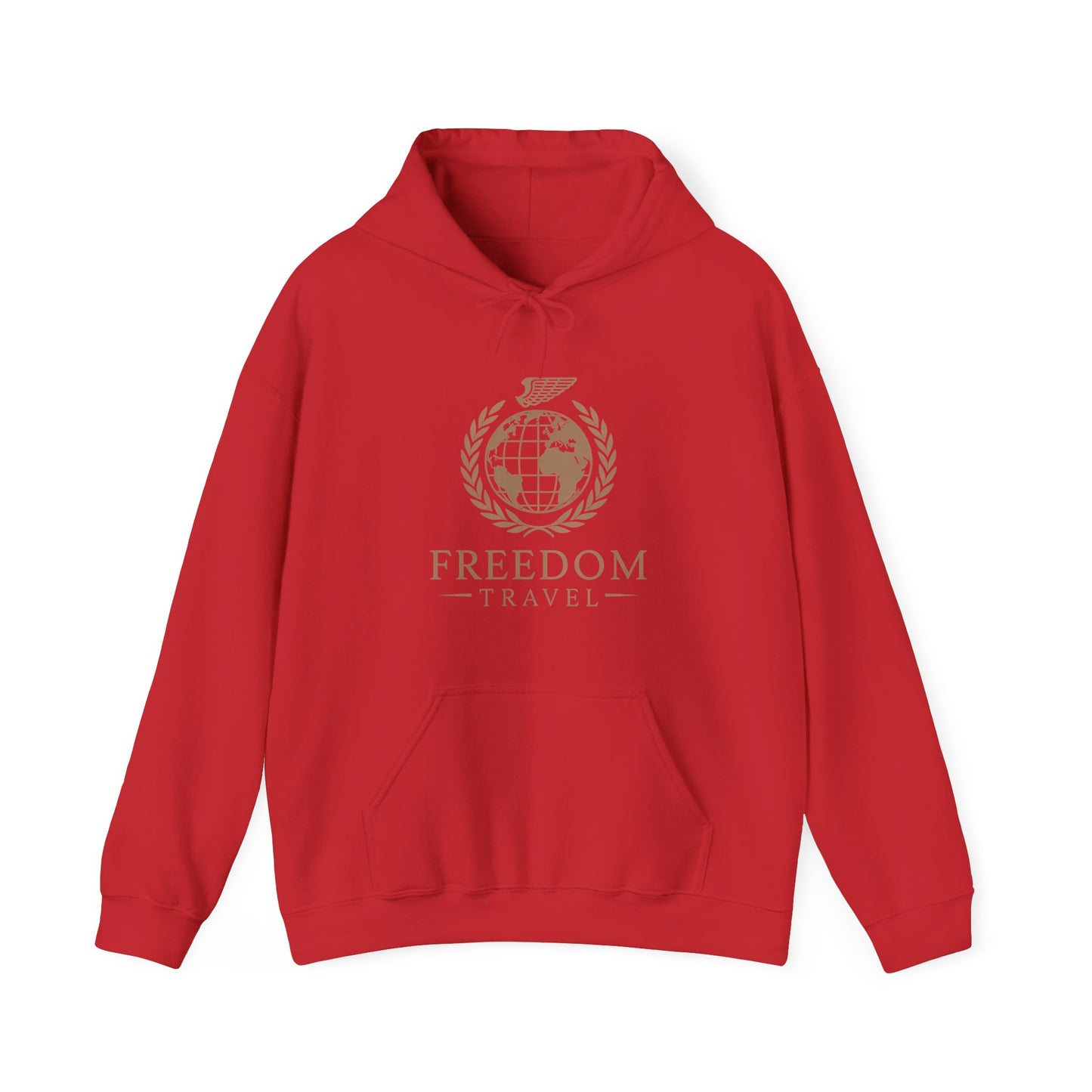 Close-up of Freedom Travel hoodie design