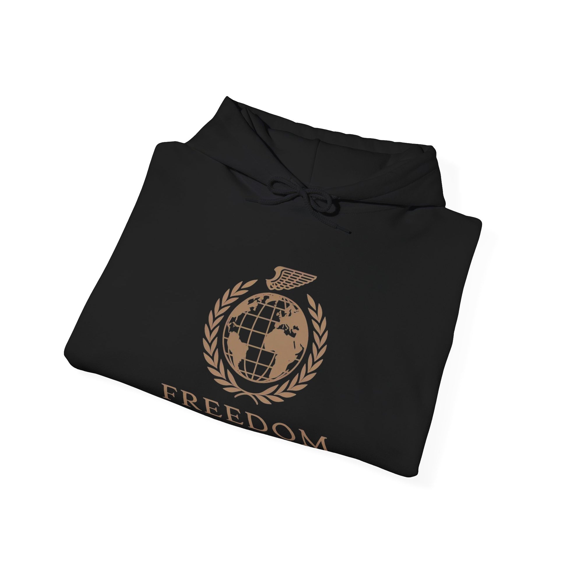 Close-up of Freedom Travel hoodie design
