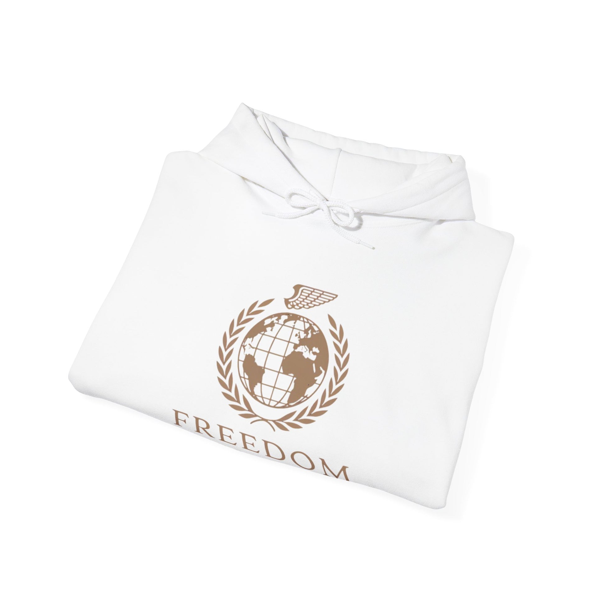 Close-up of Freedom Travel hoodie design
