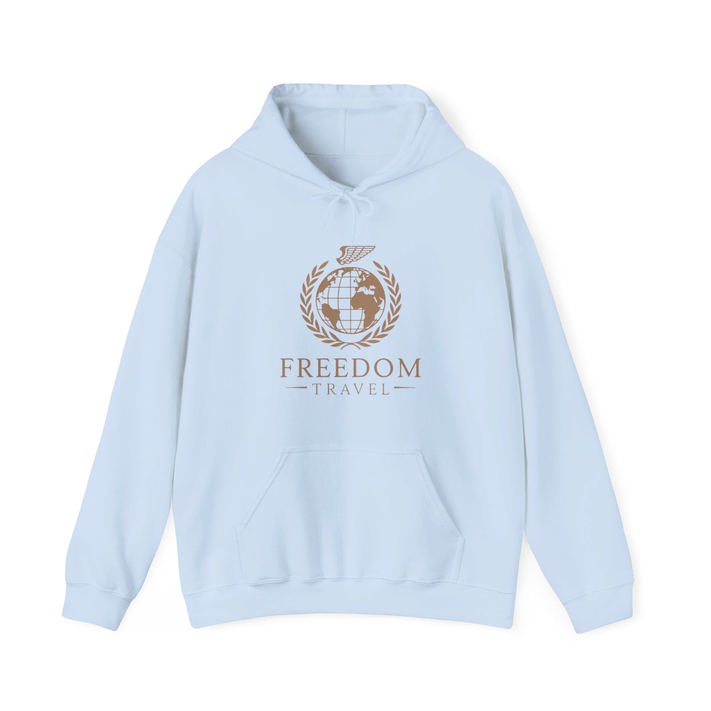 Close-up of Freedom Travel hoodie design