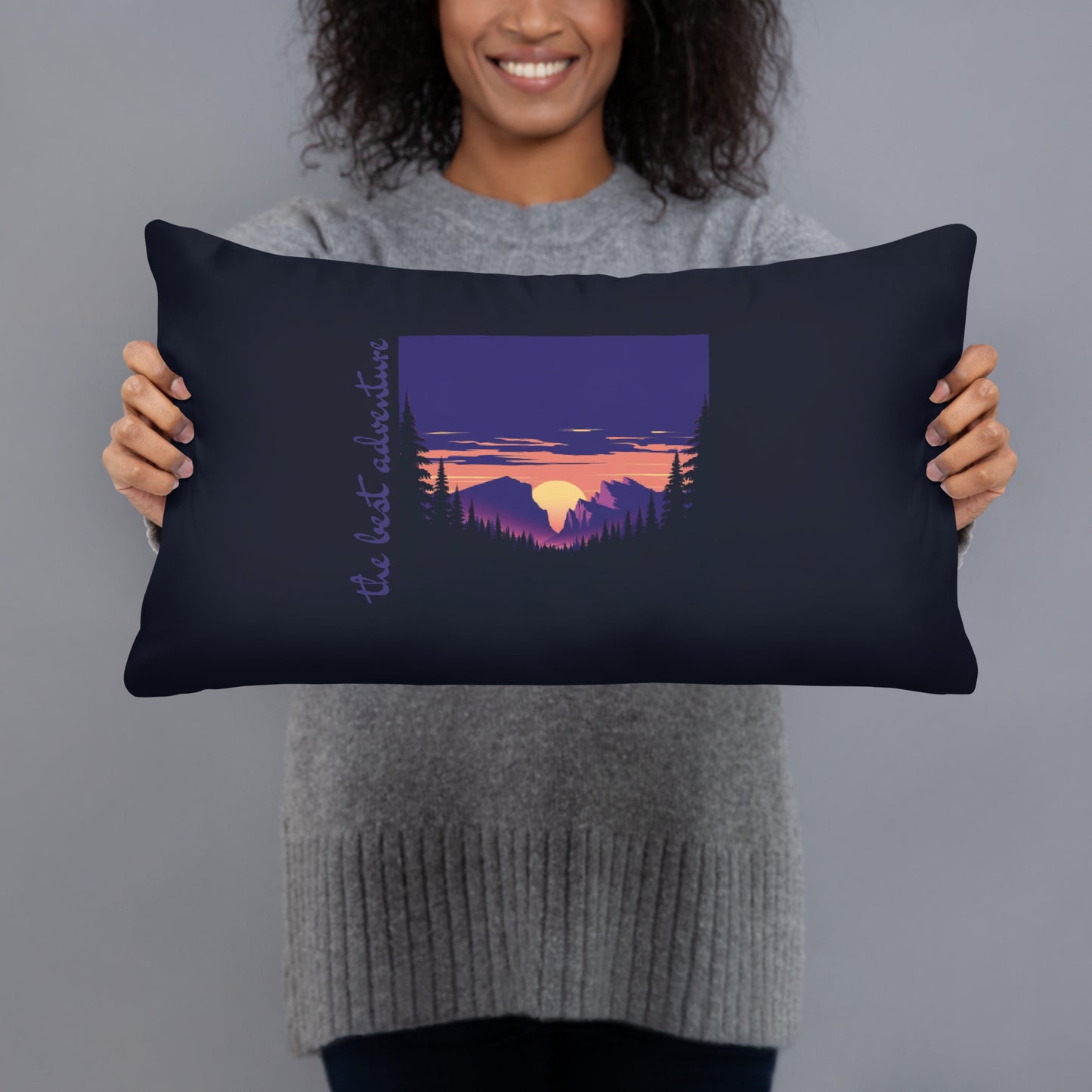 night landscape black pillow