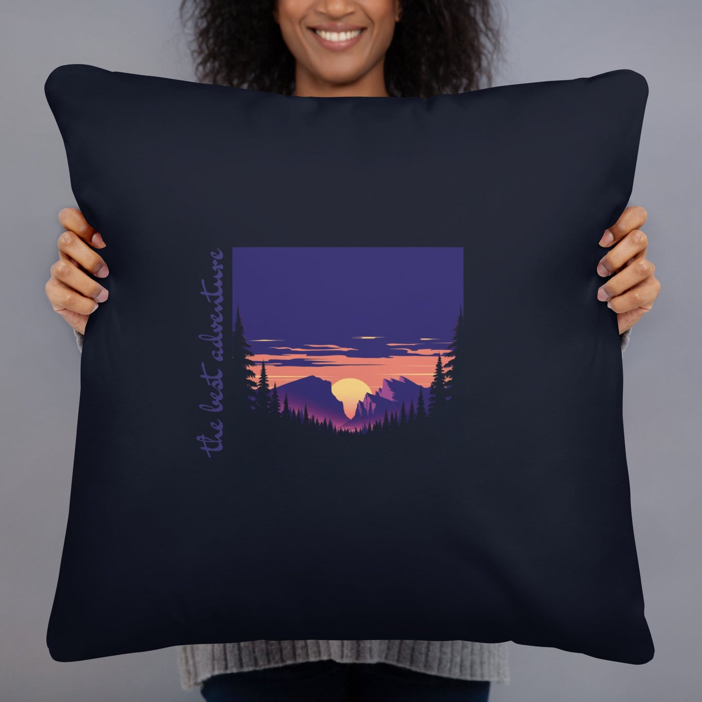 night landscape black pillow