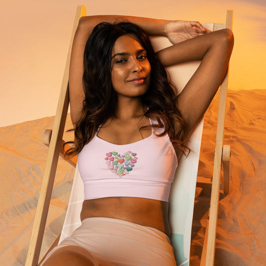 Hearts Recycled Longline Sports Bra - Eco-Friendly Activewear