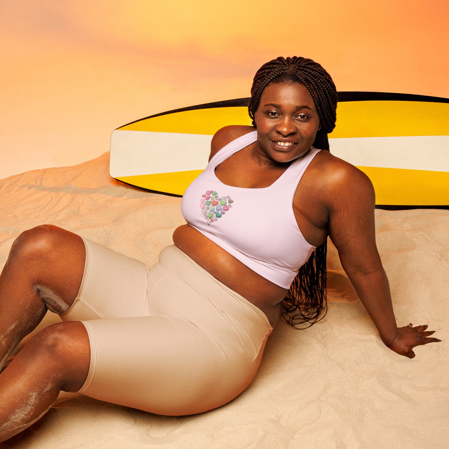 Hearts Recycled Longline Sports Bra - Eco-Friendly Activewear