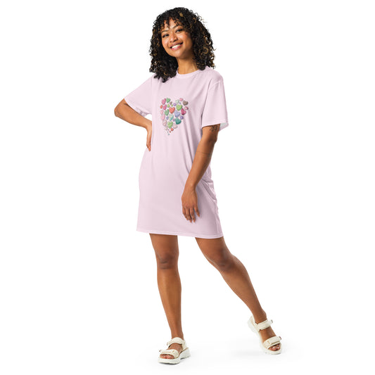 Hearts T-Shirt Dress - Valentine's Day Women's Casual Dress