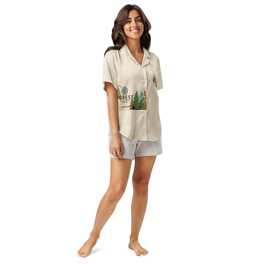 All-over print women’s short sleeve pajama top Forest Lovers