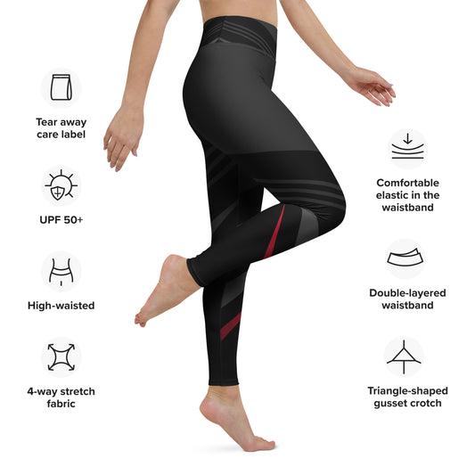 Black & Red Yoga Leggings - Stylish Activewear