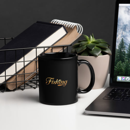 Black Glossy Mug Fishing