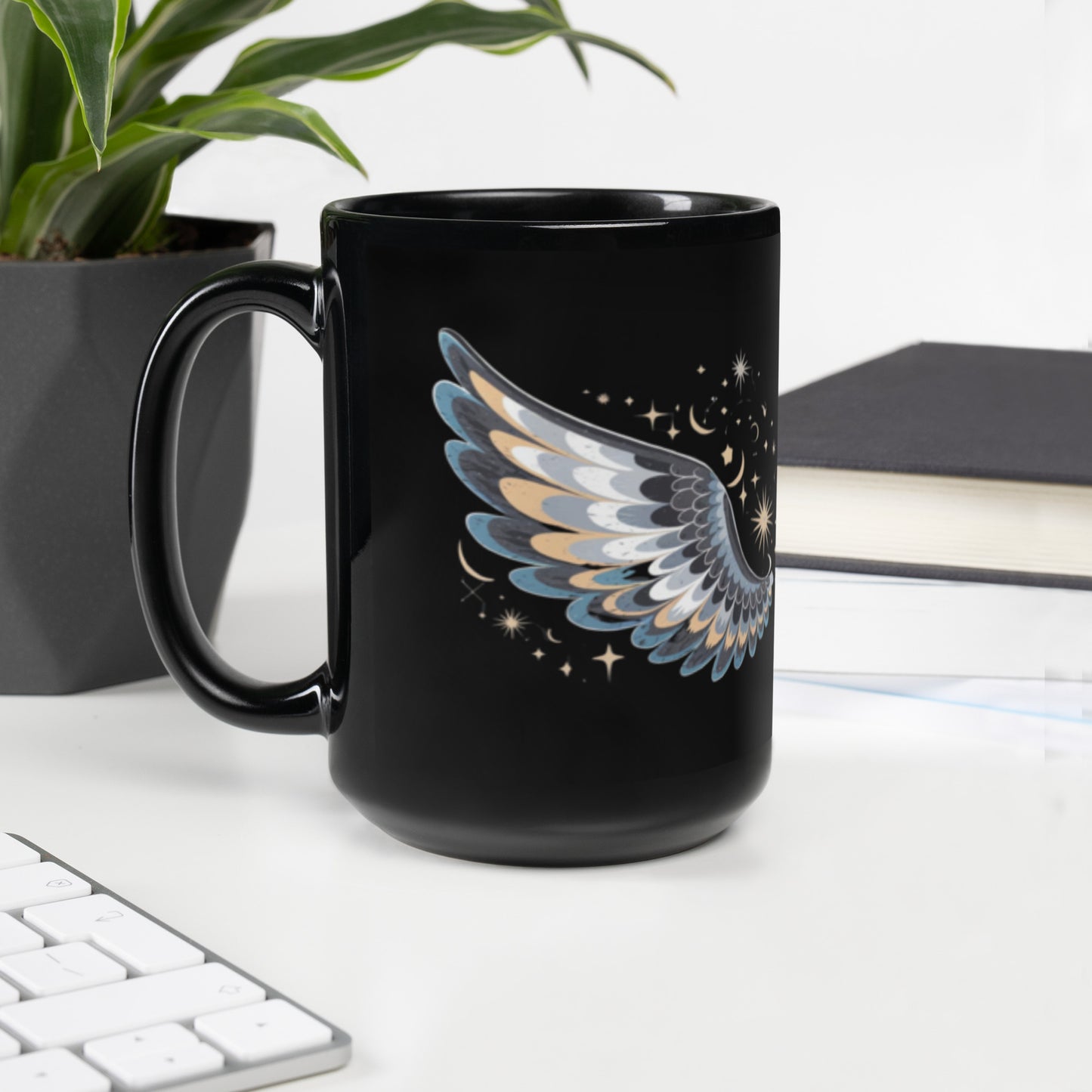 Black Night Wing Mug - Spiritual Angel Coffee Cup