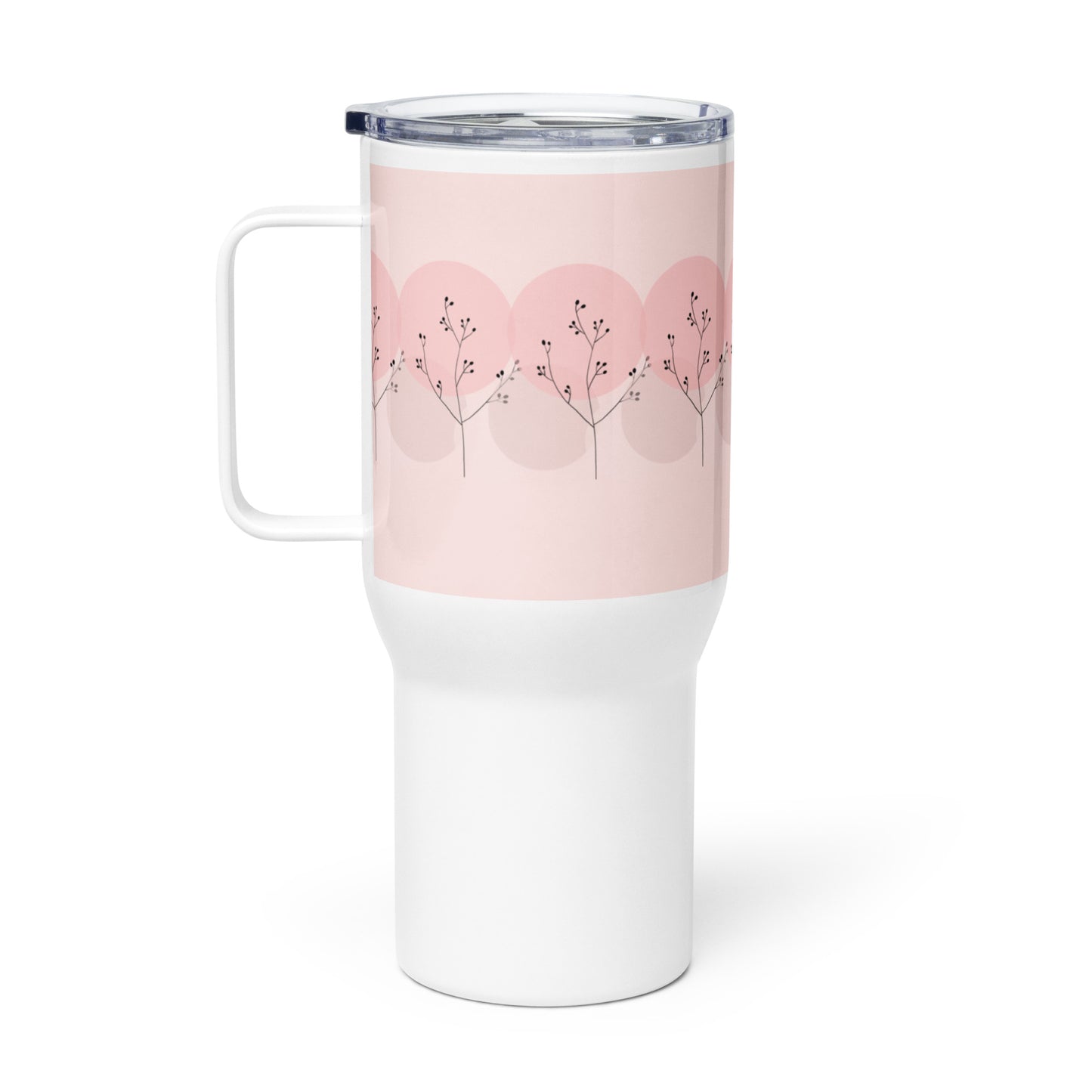 Pink Travel Mug with Handle - Portable Coffee Cup