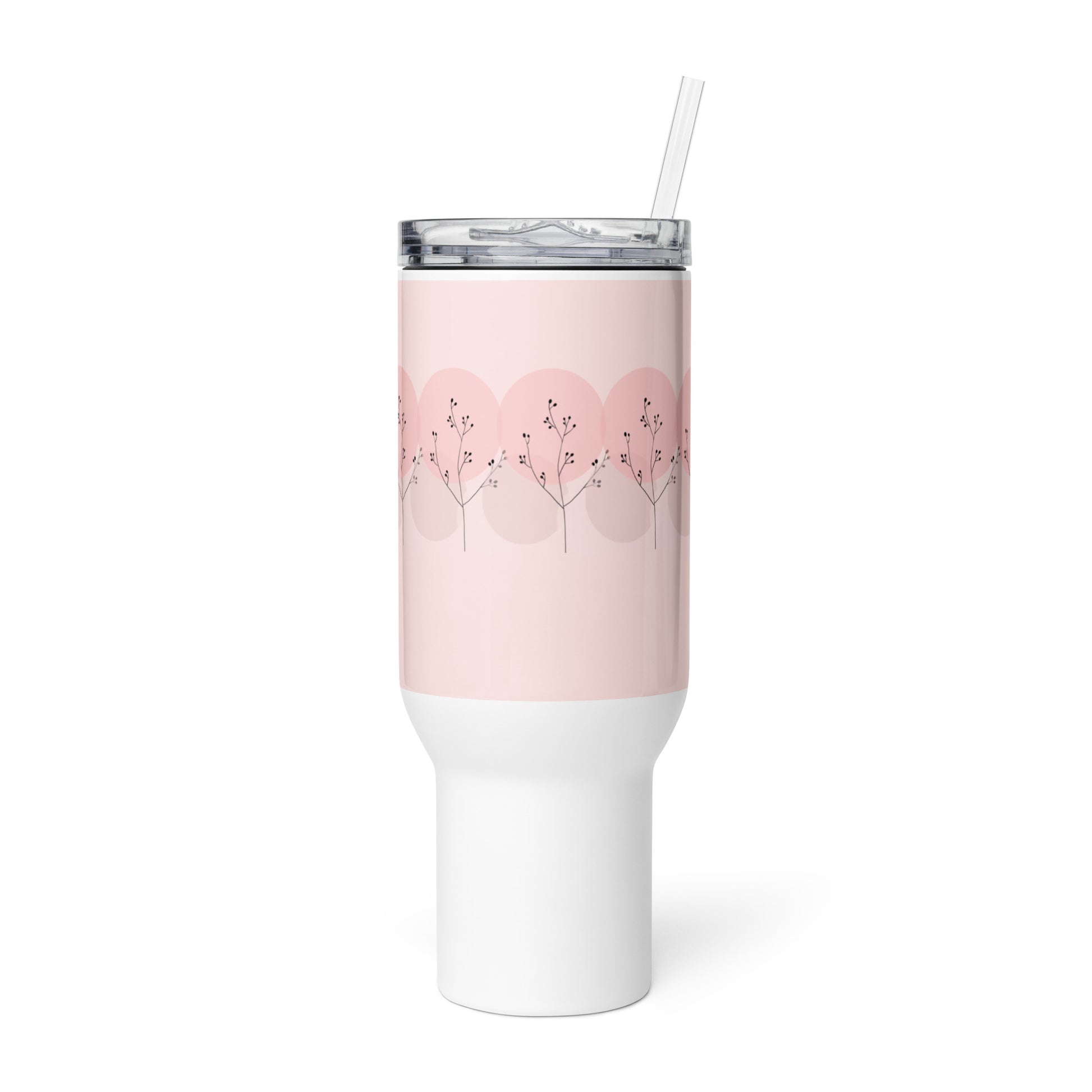 Pink Travel Mug with Handle - Portable Coffee Cup