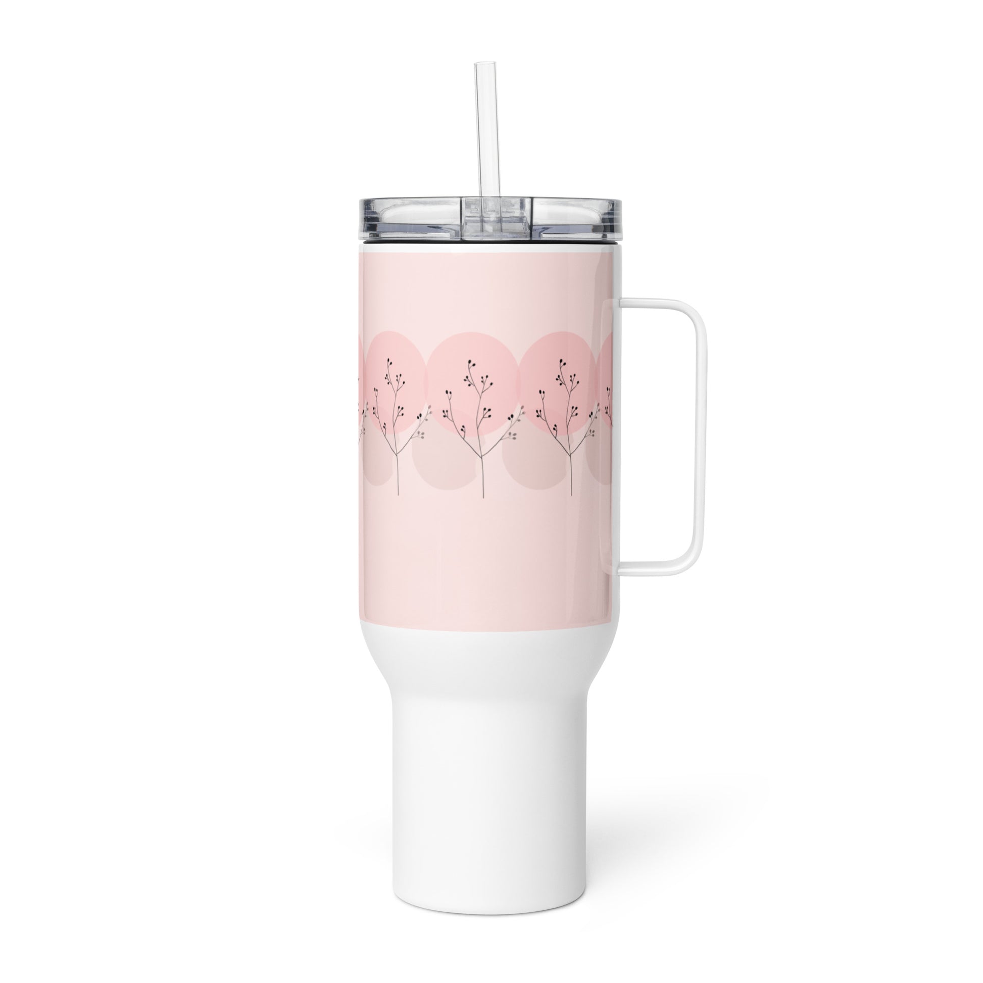 Pink Travel Mug with Handle - Portable Coffee Cup