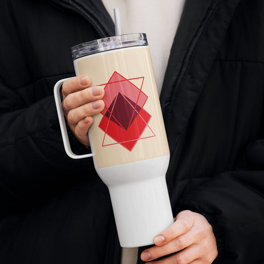 Travel mug with a handle Red Squares