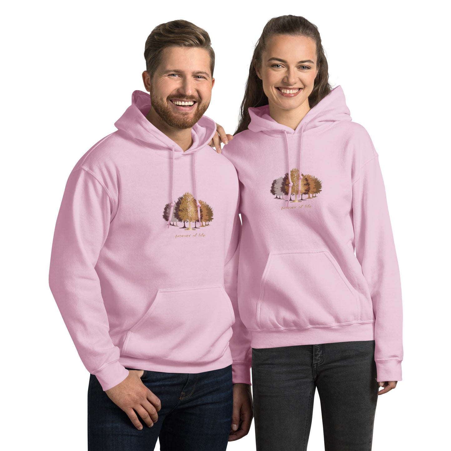 Pink hoodie with trees