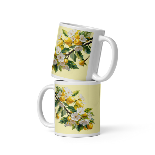 Citrus White Glossy Mug - Fresh Fruit Coffee Cup
