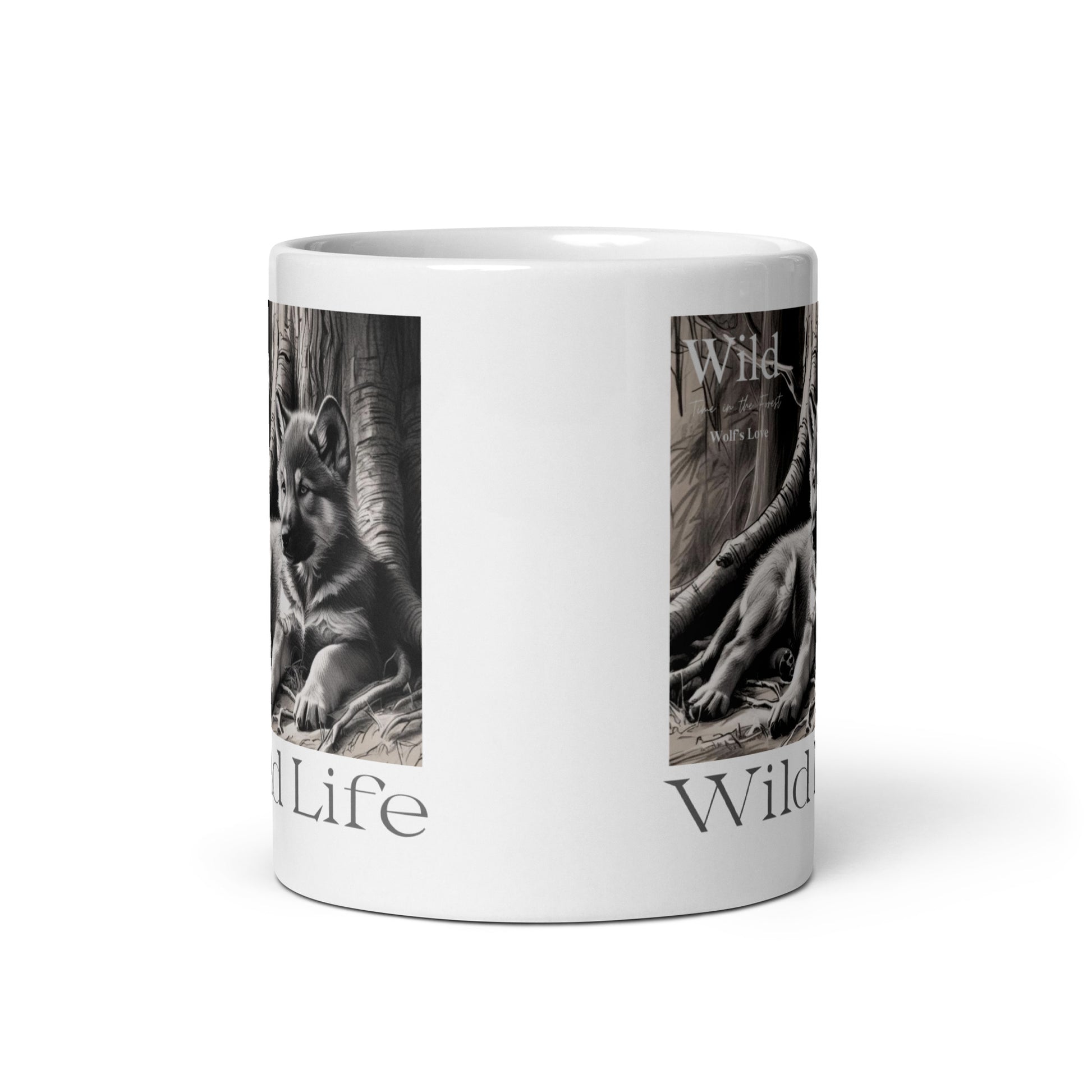 Wolf White Glossy Mug - Wildlife Coffee Cup