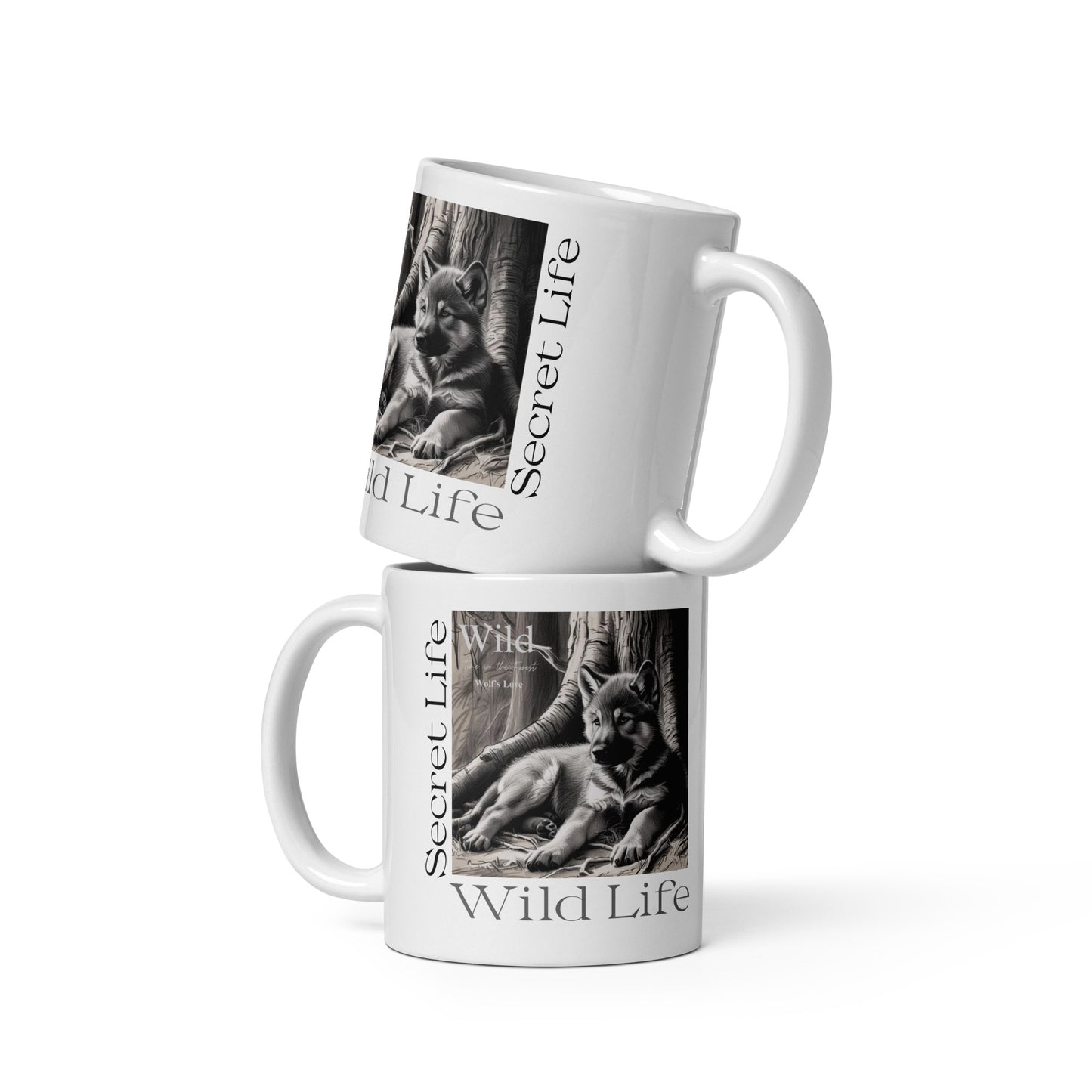 Wolf White Glossy Mug - Wildlife Coffee Cup
