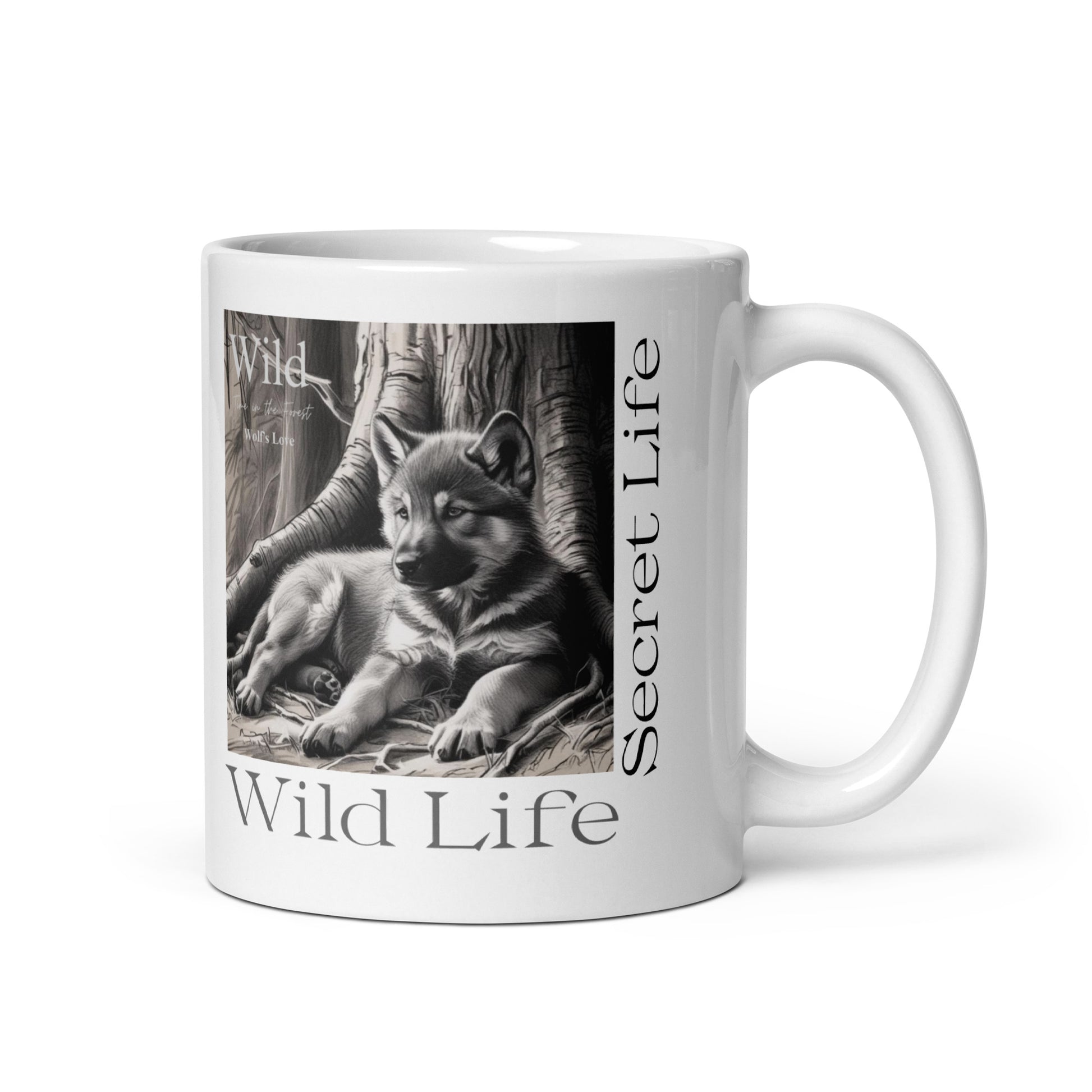 Wolf White Glossy Mug - Wildlife Coffee Cup