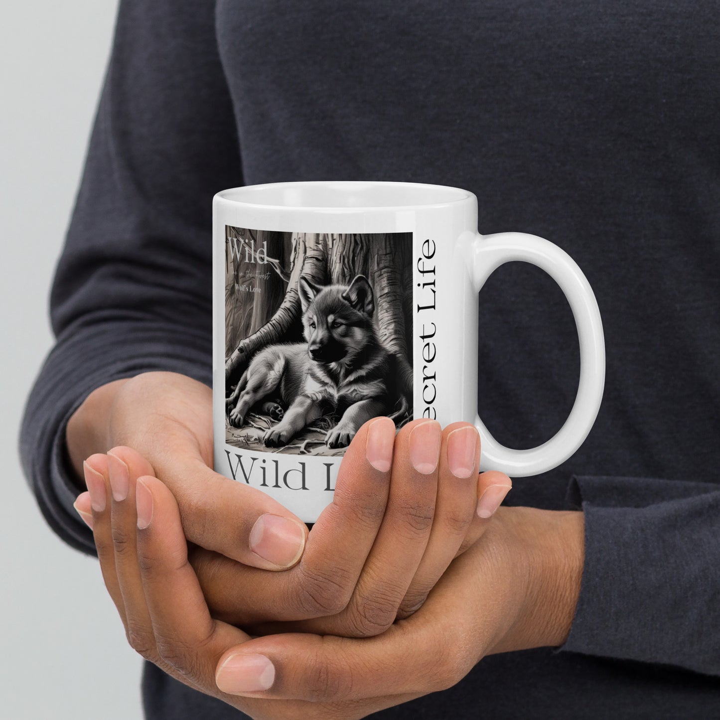 Wolf White Glossy Mug - Wildlife Coffee Cup