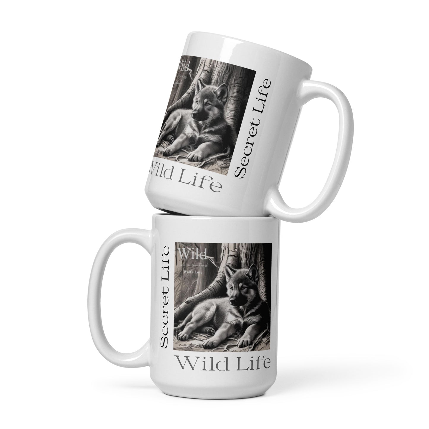 Wolf White Glossy Mug - Wildlife Coffee Cup