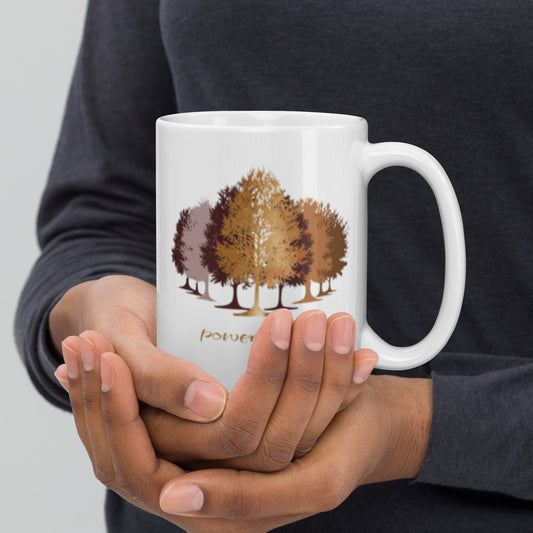 Trees White Glossy Mug - Nature Inspired Coffee Cup