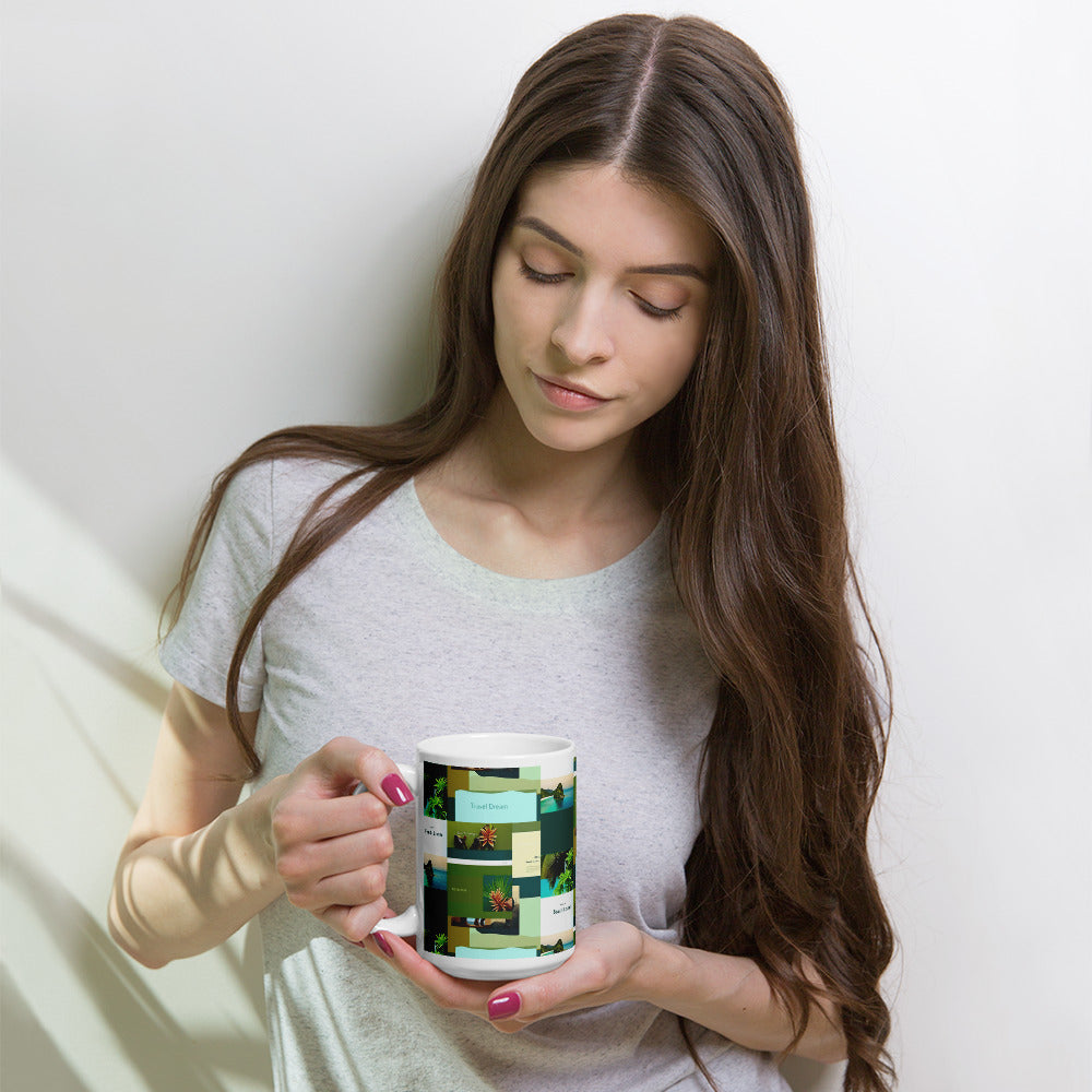 Tropical White glossy mug