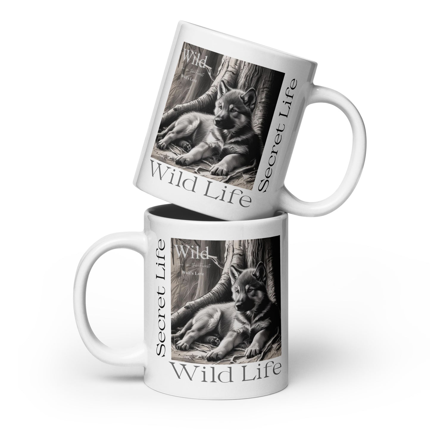 Wolf White Glossy Mug - Wildlife Coffee Cup