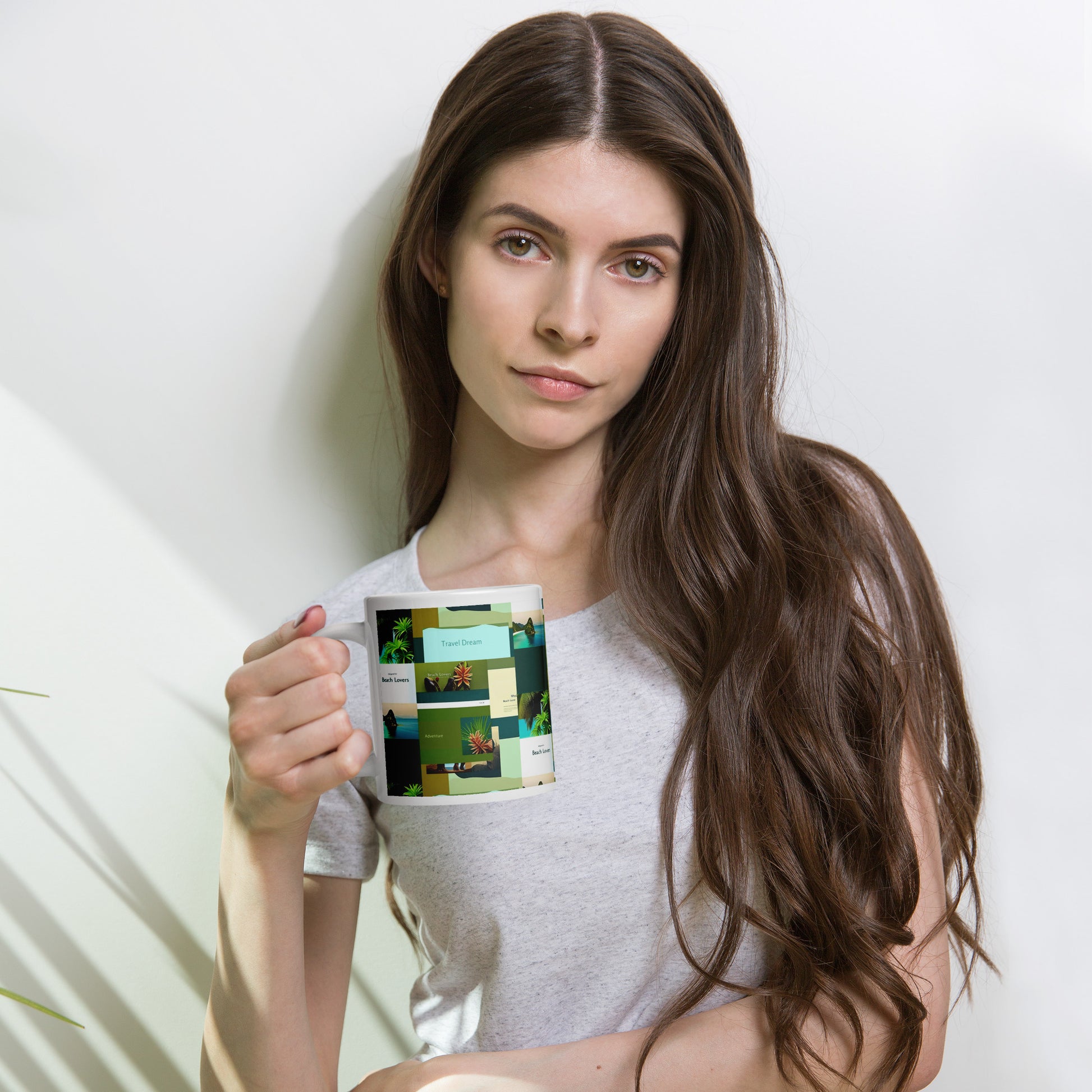 Tropical White glossy mug