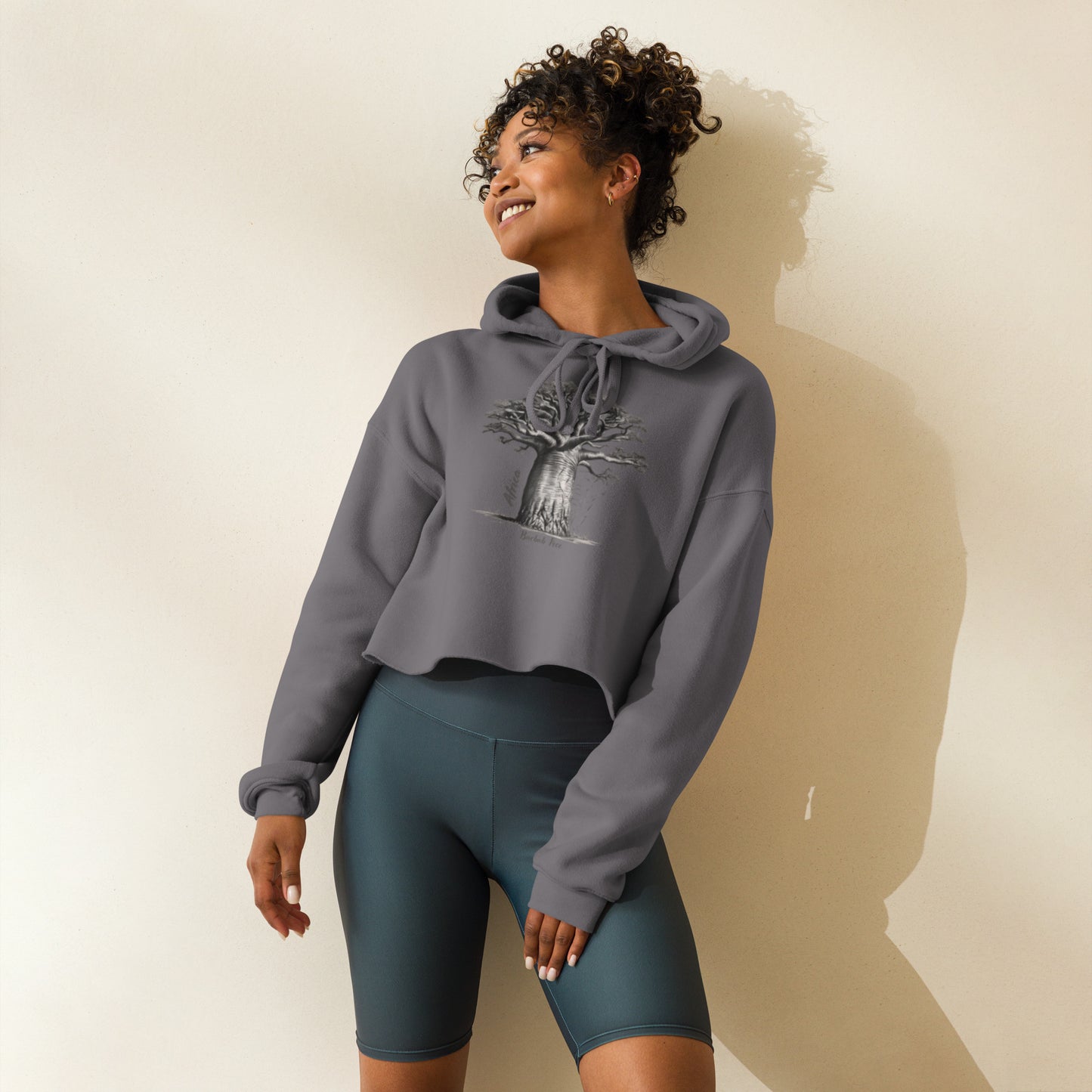 Crop Hoodie Baobab Tree - African Nature Fashion