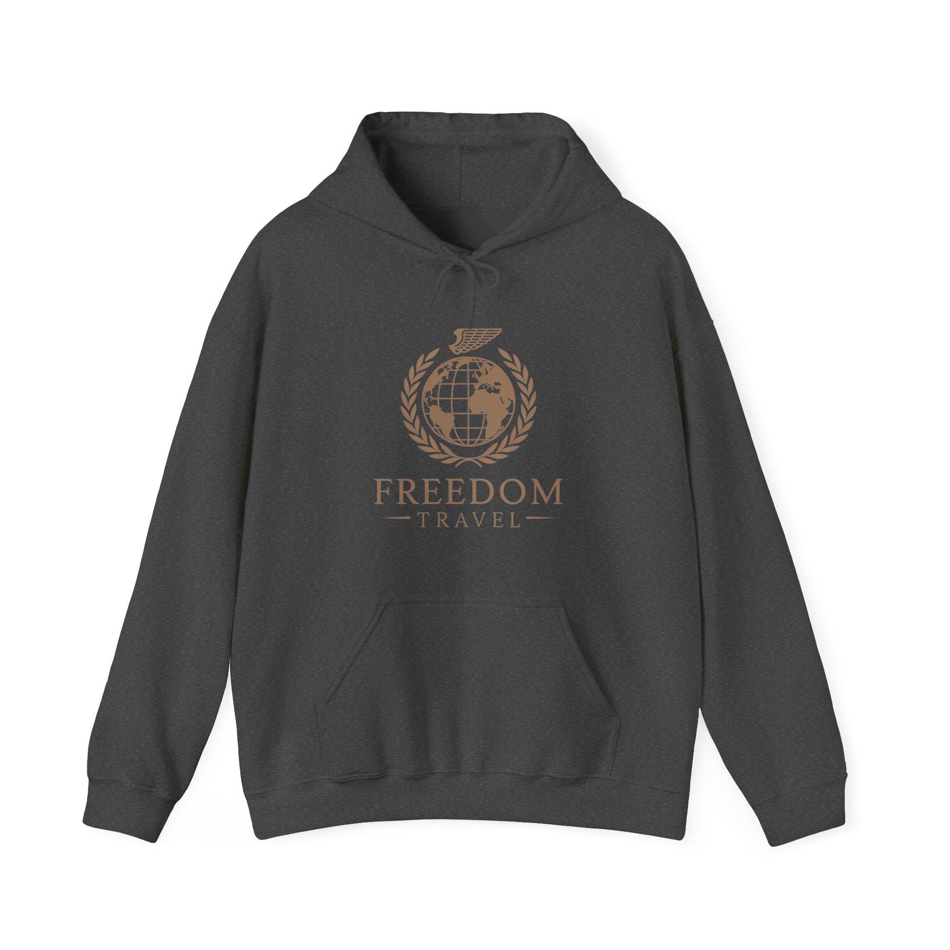 Close-up of Freedom Travel hoodie design