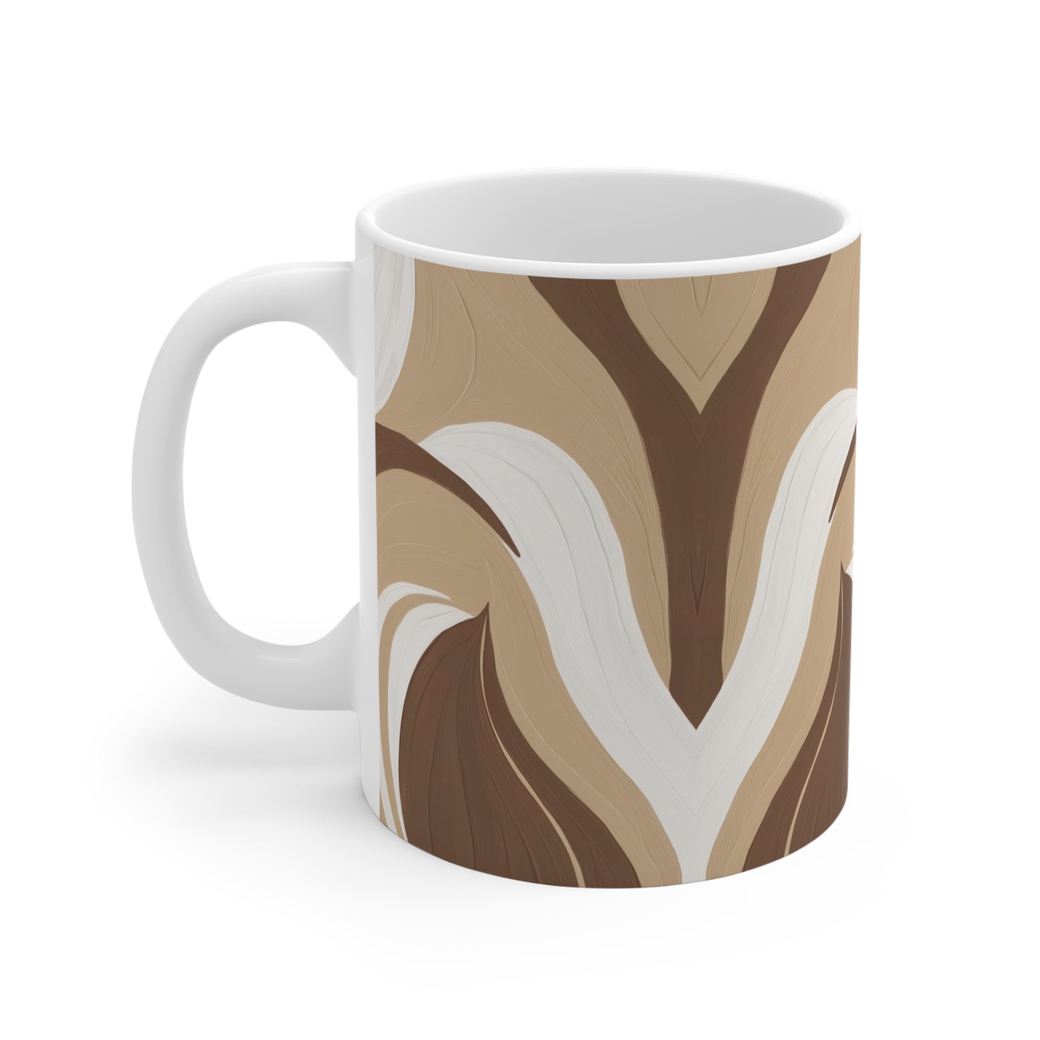 Boho Ceramic Mug - Minimalist Brown Swirl | Free Fashion Spirit