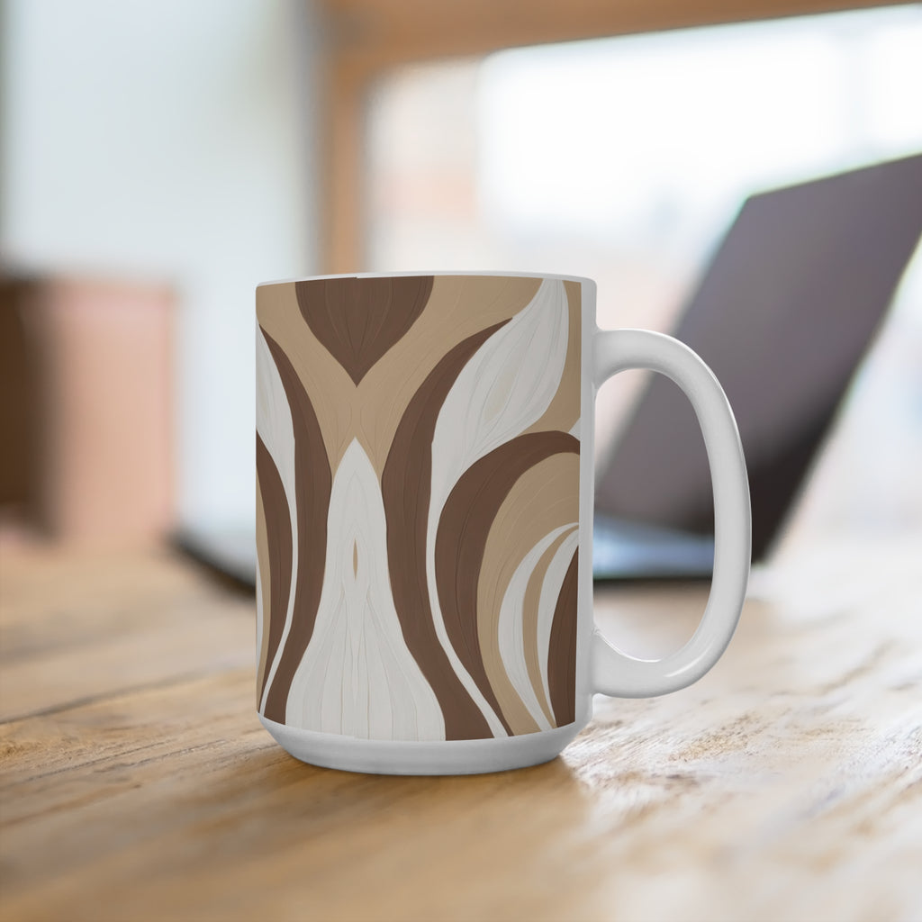 Boho Ceramic Mug - Minimalist Brown Swirl | Free Fashion Spirit