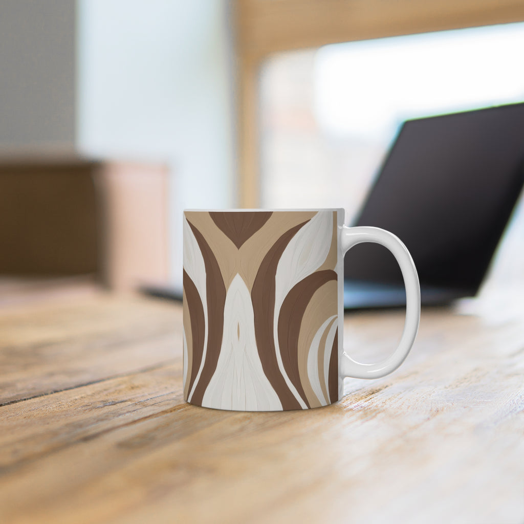 Boho Ceramic Mug - Minimalist Brown Swirl | Free Fashion Spirit