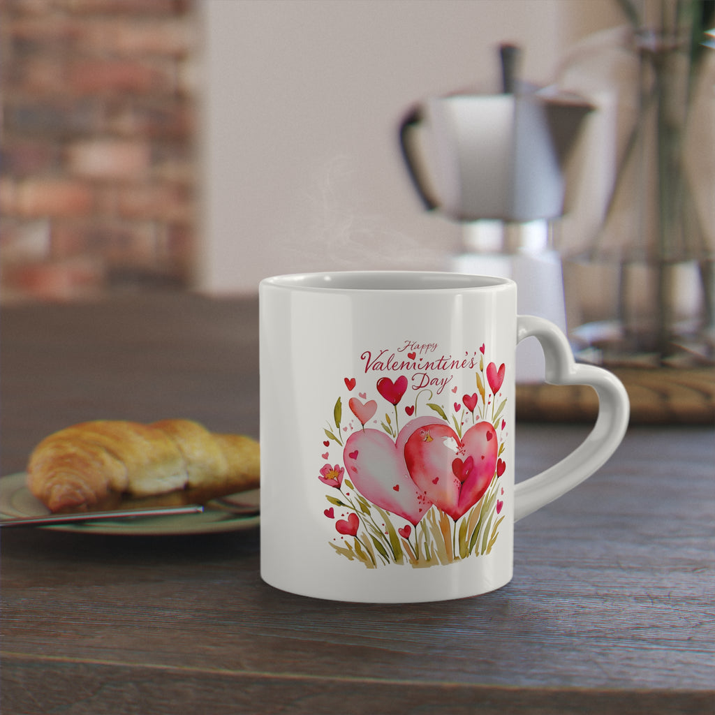 Heart-Shaped Mug - Perfect Valentine’s Gift with Romantic Floral Design