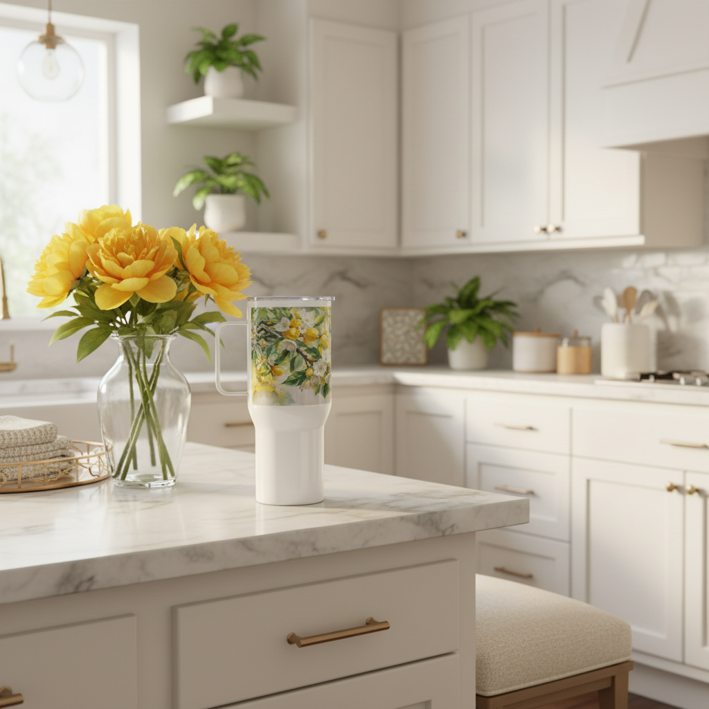 25oz citrus mug in kitchen