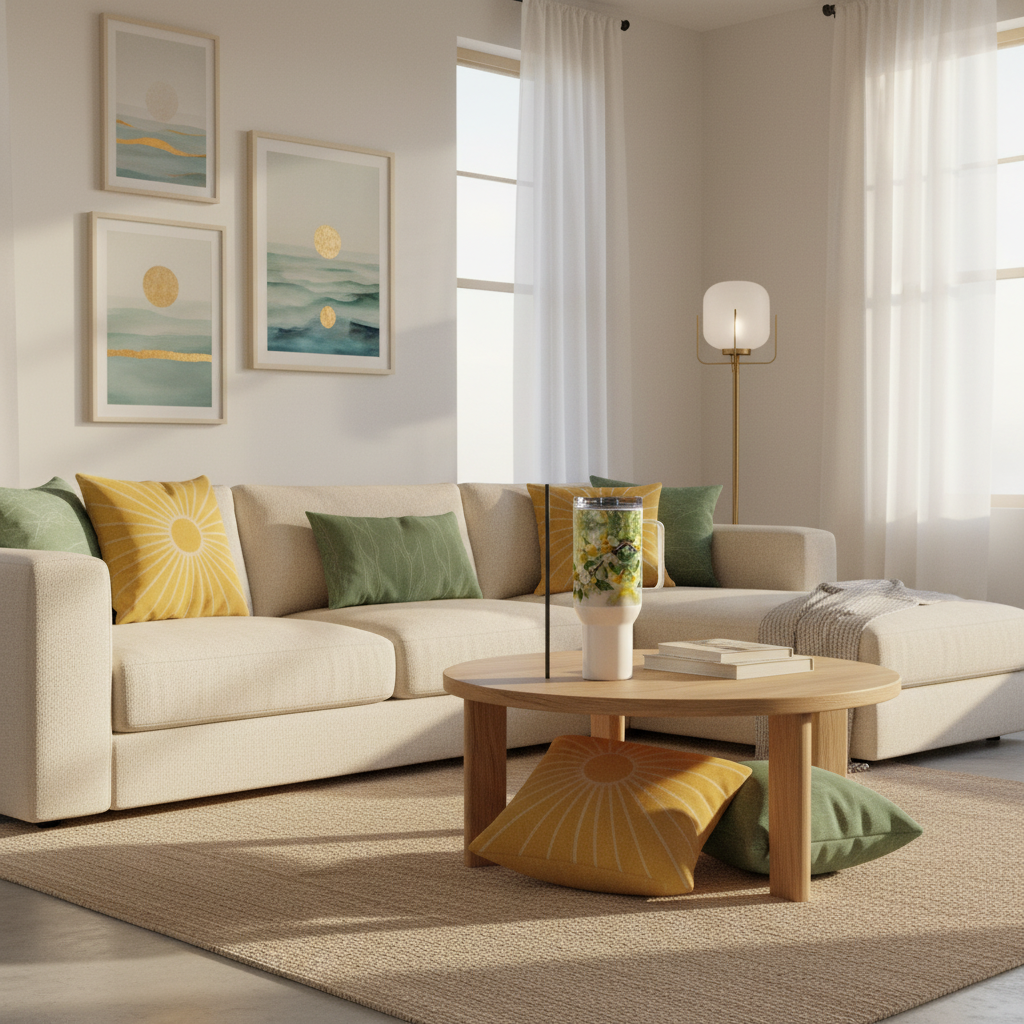 40oz citrus mug in living room