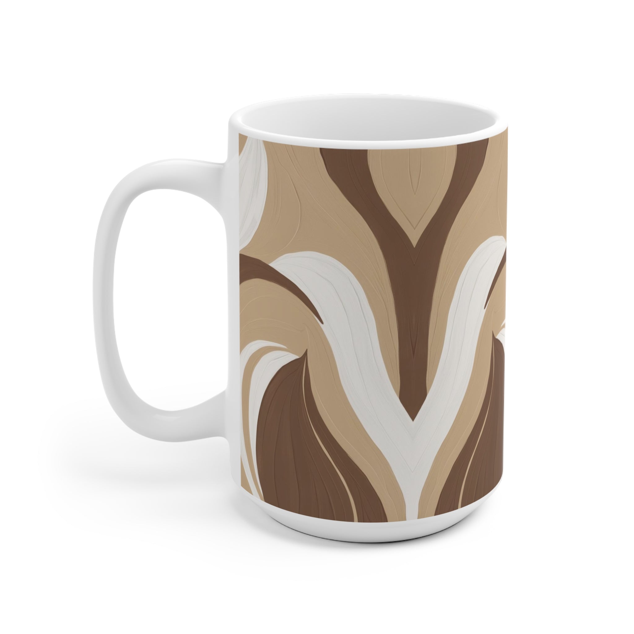Boho Ceramic Mug - Minimalist Brown Swirl | Free Fashion Spirit