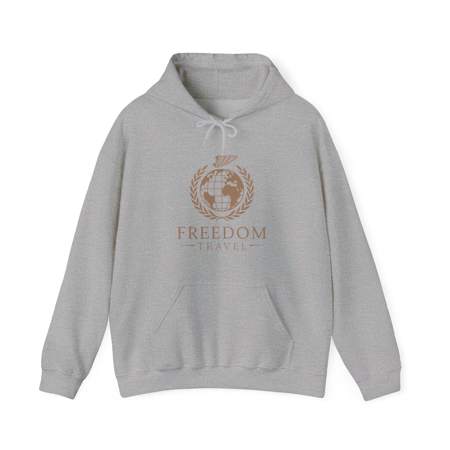 Close-up of Freedom Travel hoodie design
