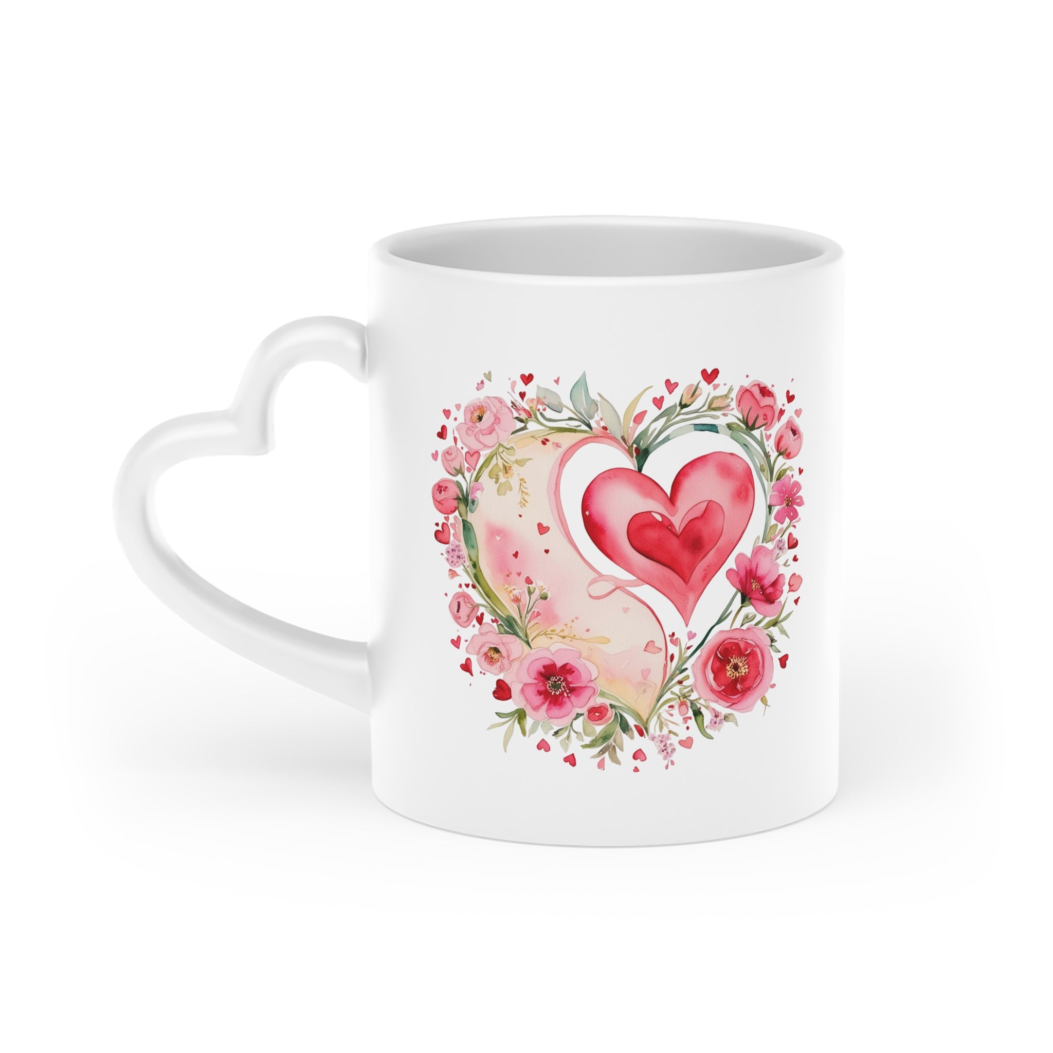 Floral Heart-Shaped Mug - Perfect Gift for Valentine's Day or Anniversary