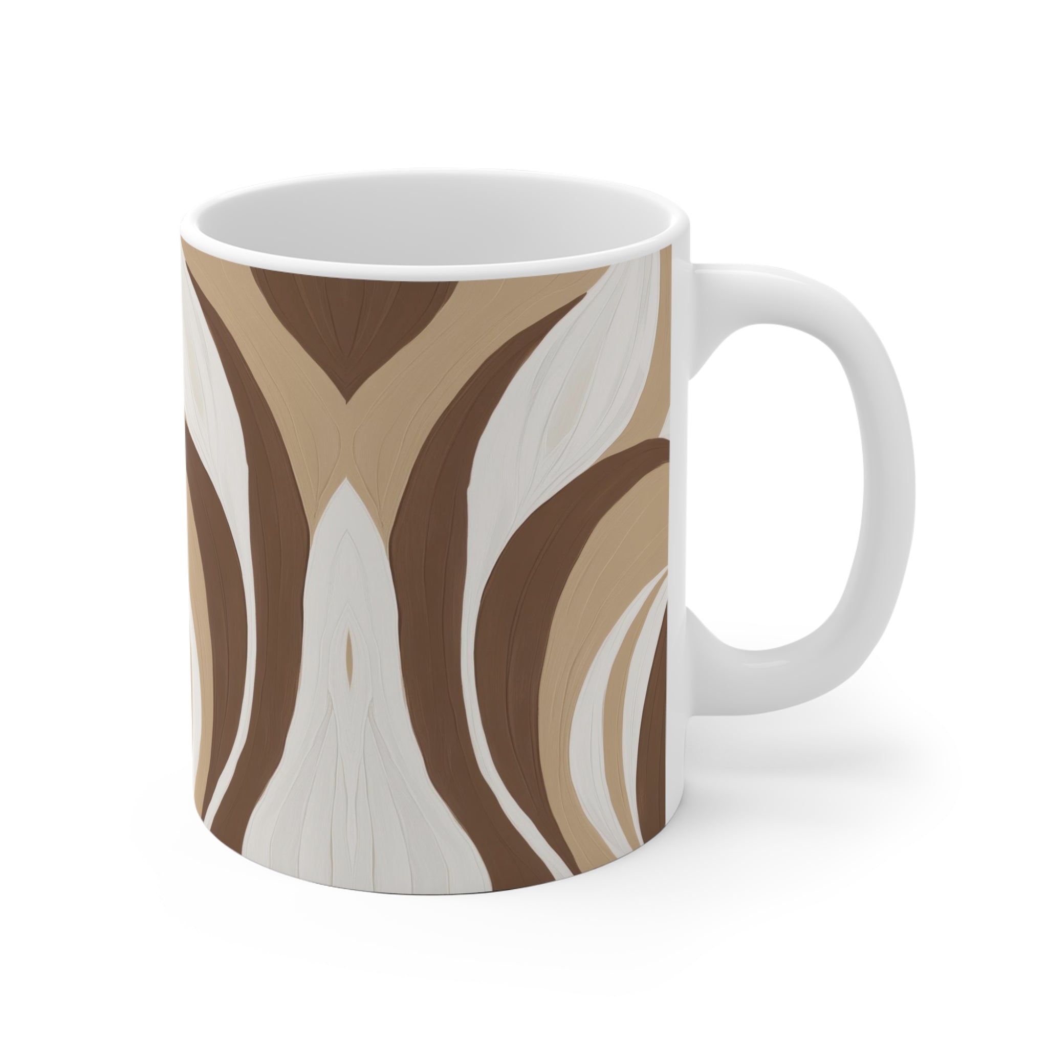 Boho Ceramic Mug - Minimalist Brown Swirl | Free Fashion Spirit