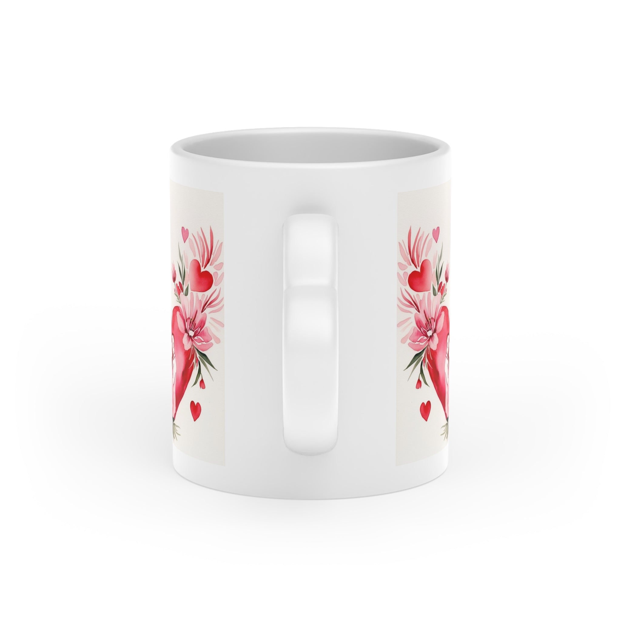 Heart-shaped ceramic mug with elegant floral design. Ideal Valentine's Day or romantic gift. Premium quality, beautiful presentation. Order today!