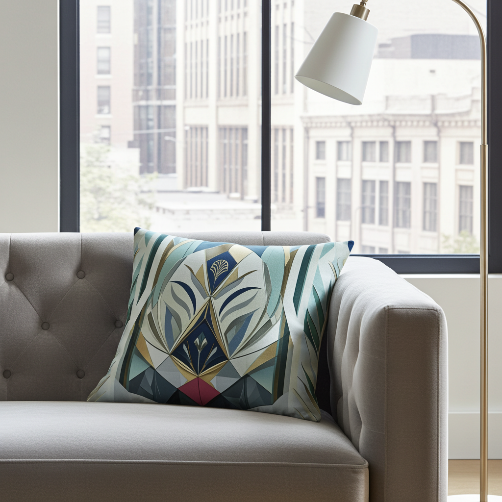 Teal Modern Premium Pillow - Luxurious Art Deco Home Decor | Free Fashion Spirit