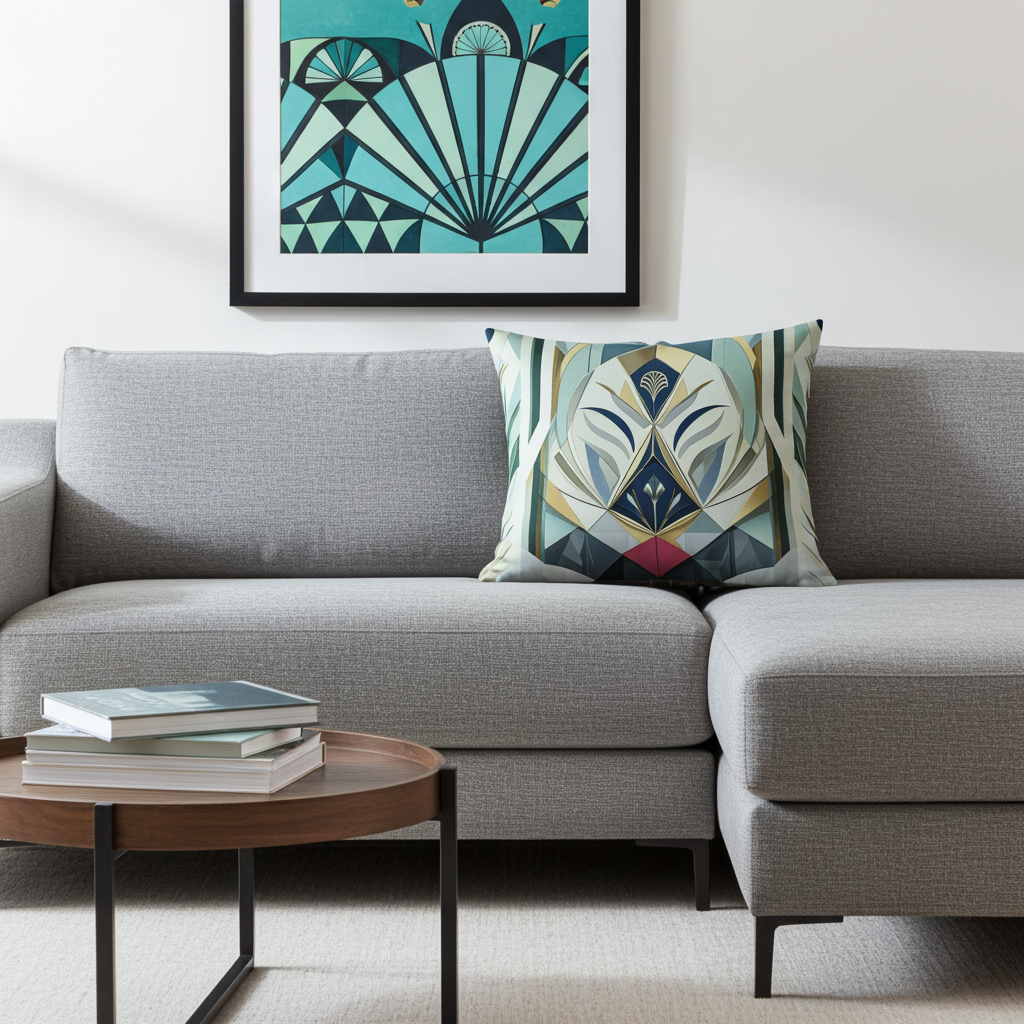 Coussin bleu sarcelle moderne haut de gamme - Décoration Art déco luxueuse | Esprit libre et tendance