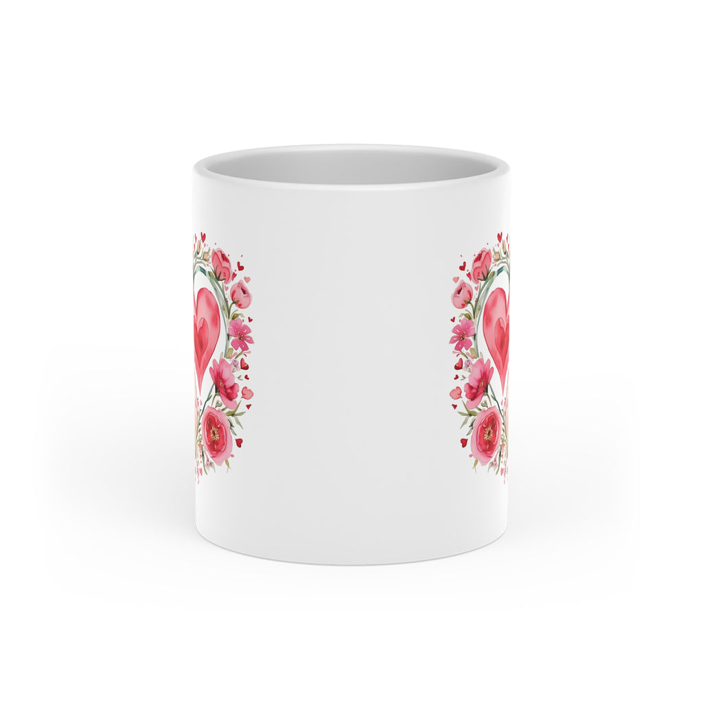 Floral Heart-Shaped Mug - Perfect Gift for Valentine's Day or Anniversary