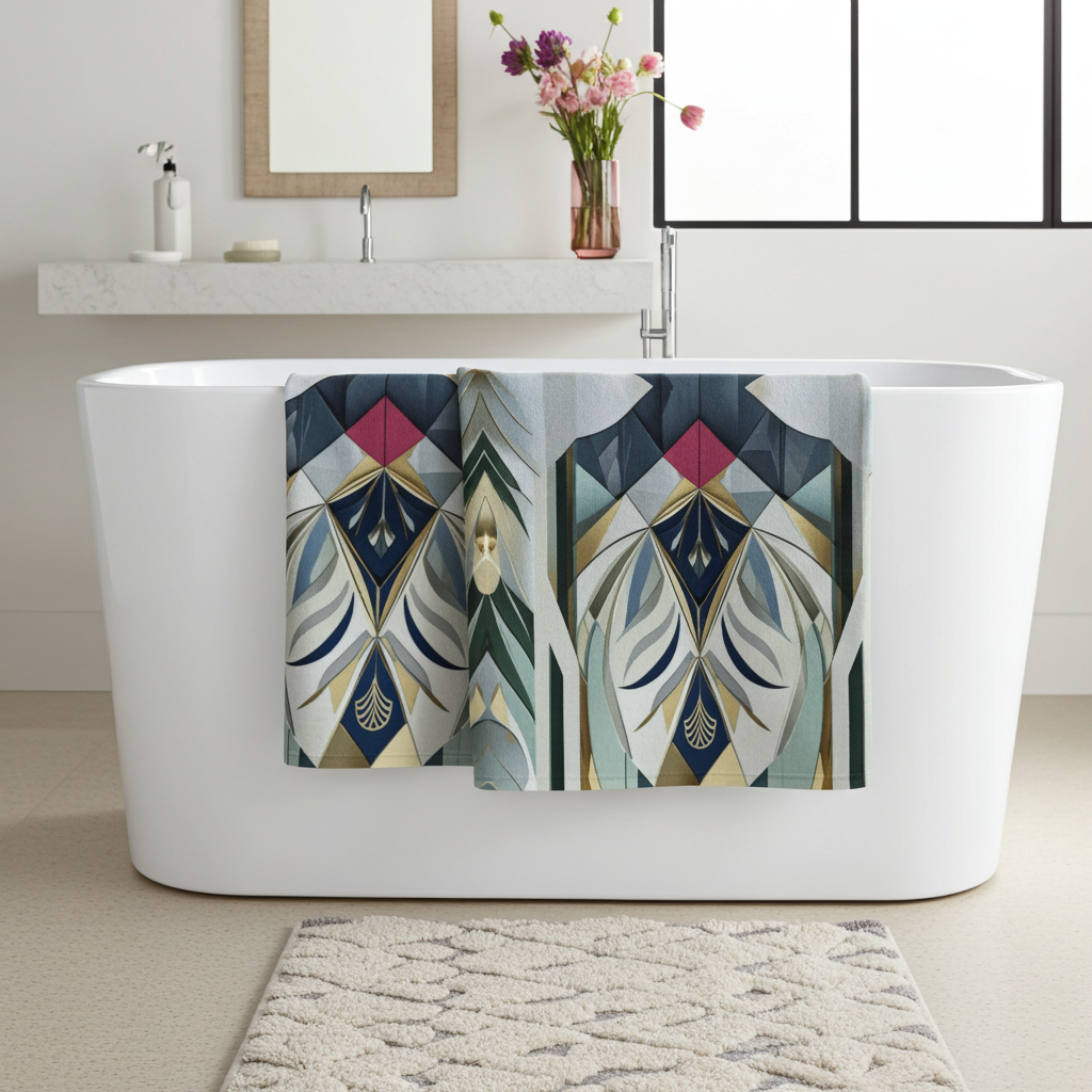 Teal Modern Towel - Art Deco Geometric Beach & Bath Towel | Free Fashion Spirit