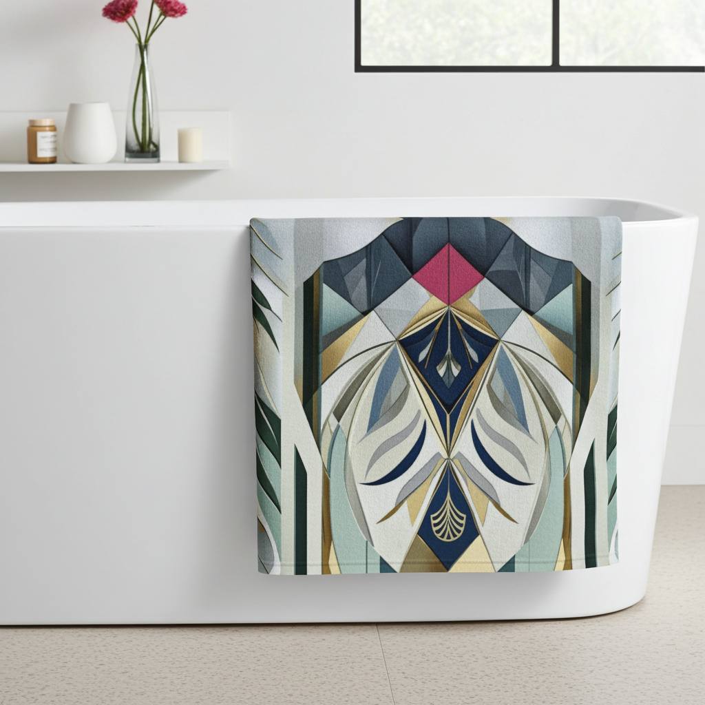 Teal Modern Towel - Art Deco Geometric Beach & Bath Towel | Free Fashion Spirit