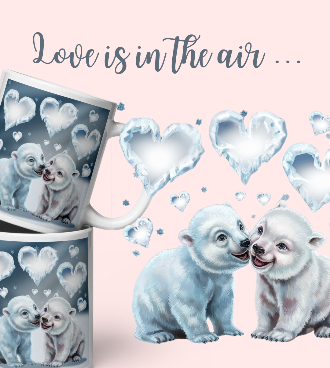 White Glossy Mug Polar Bears - Cute Animal Coffee Cup