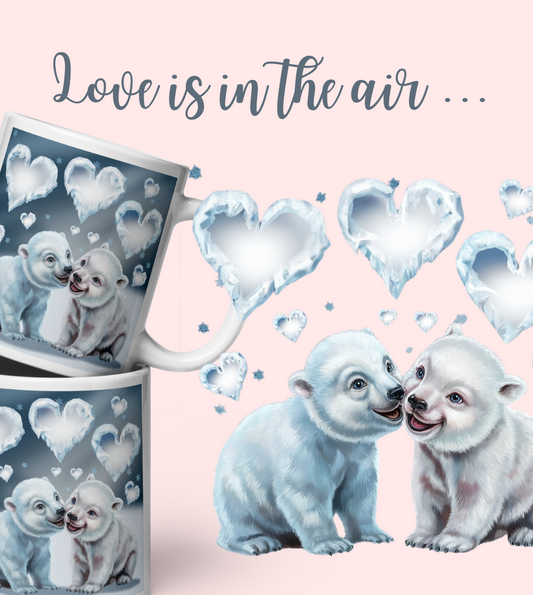 White Glossy Mug Polar Bears - Cute Animal Coffee Cup