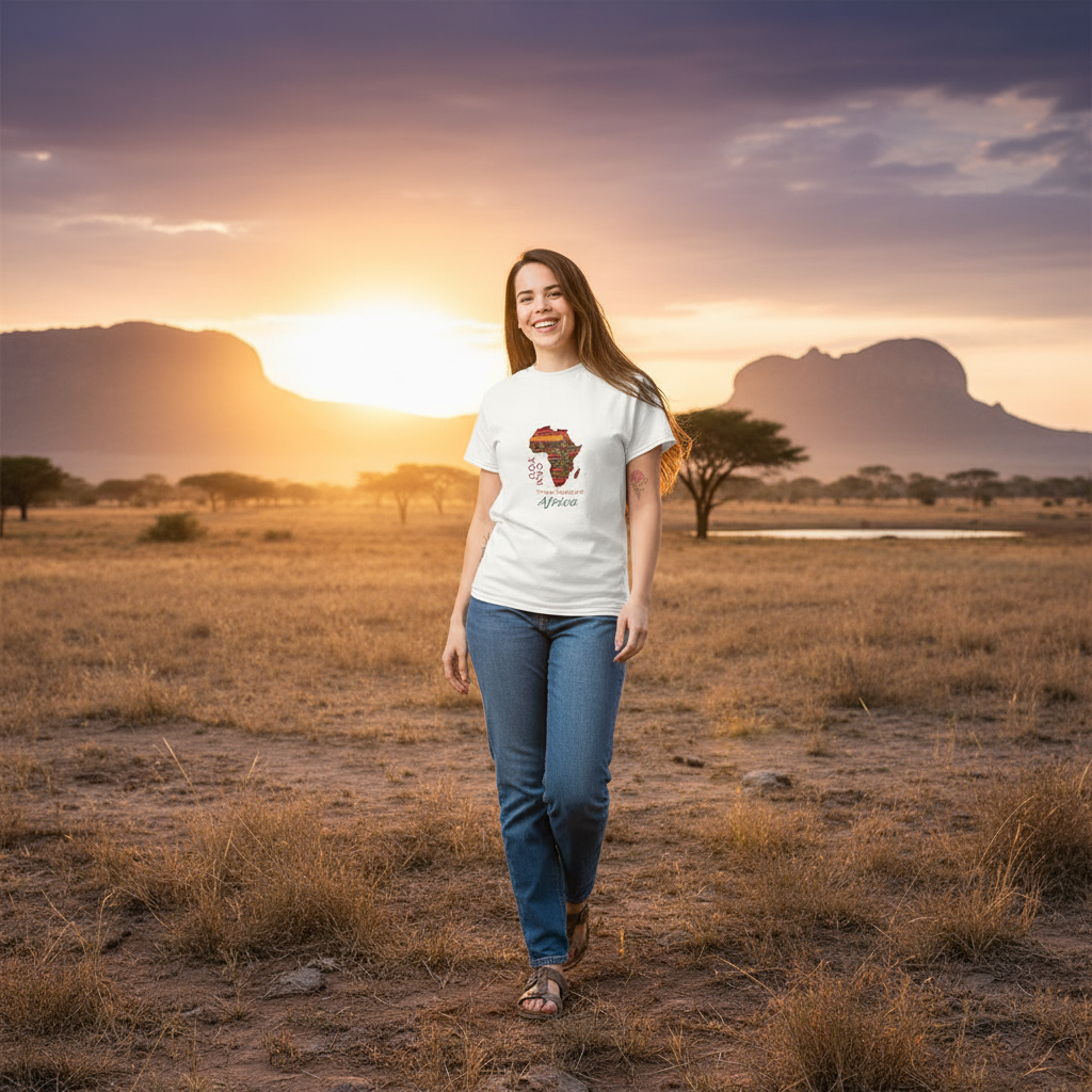 Africa T-Shirt White - Sunset